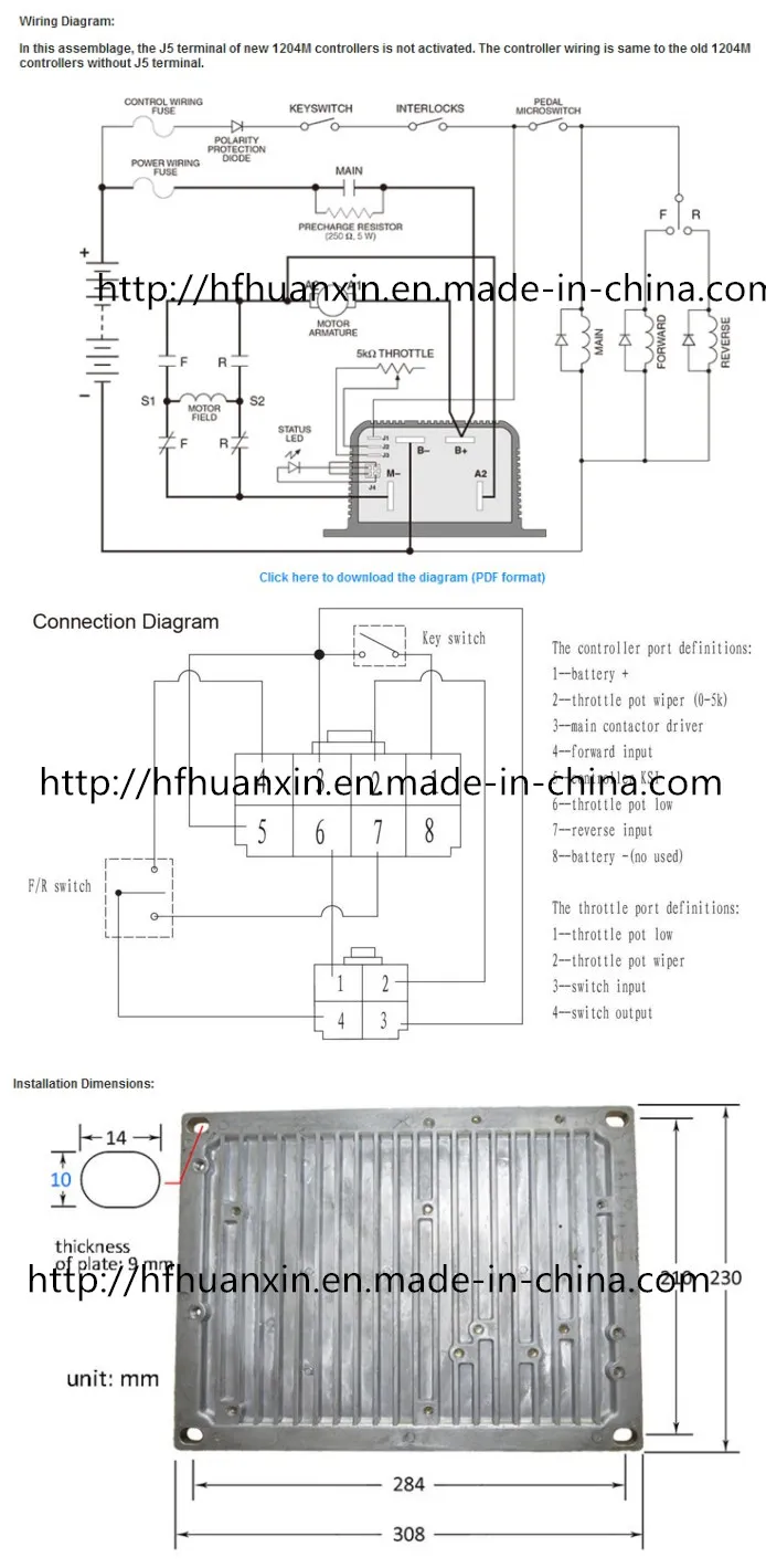 1204m-5305 325A, 48V Golf Cart Forklift Buggy Car DC Motor Speed Controller