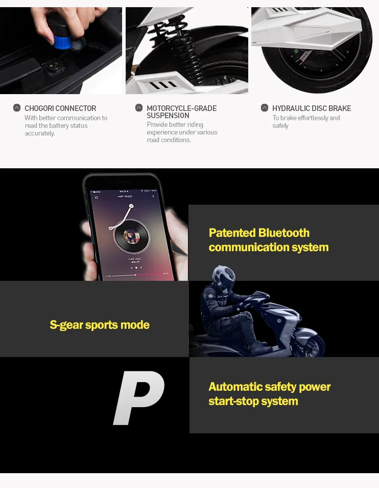 2020 Most Cool 2000W 2 Wheel EEC Electric Motorcycle with Double Lithium Batteries for Sport