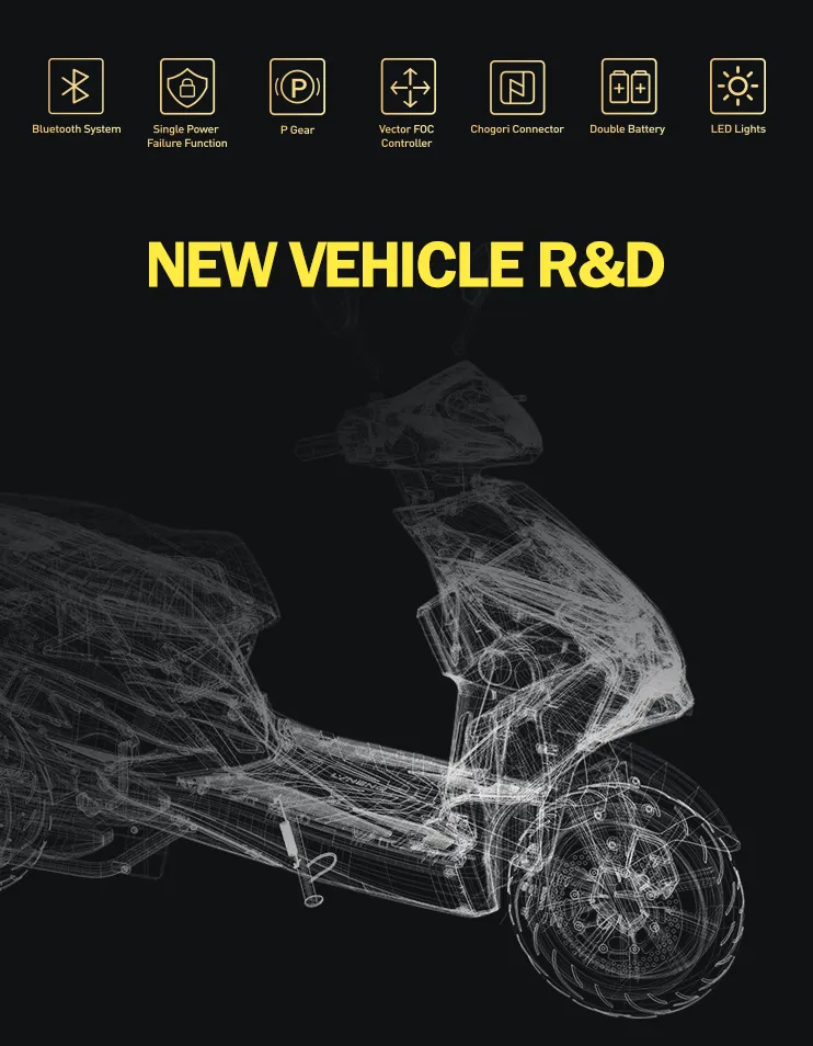 2020 Most Cool 2000W 2 Wheel EEC Electric Motorcycle with Double Lithium Batteries for Sport