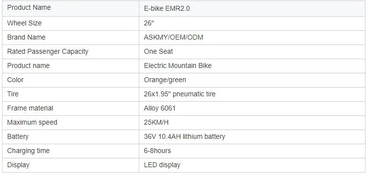 26" 36V 250W Fast Speed City Bike