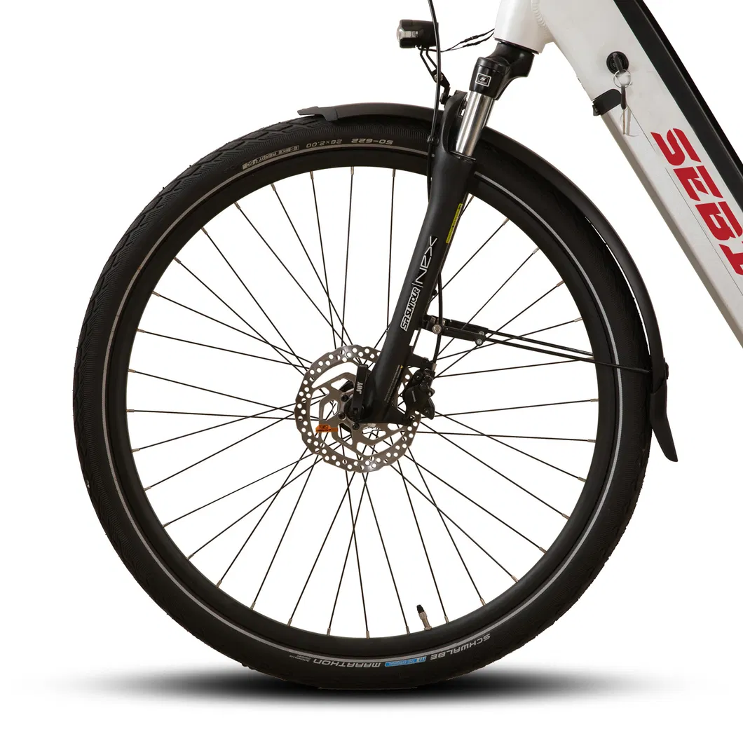 28 Inch MID-Motor 350W Rear Rack Shimano Groupsets Step Thru City Electric Bike
