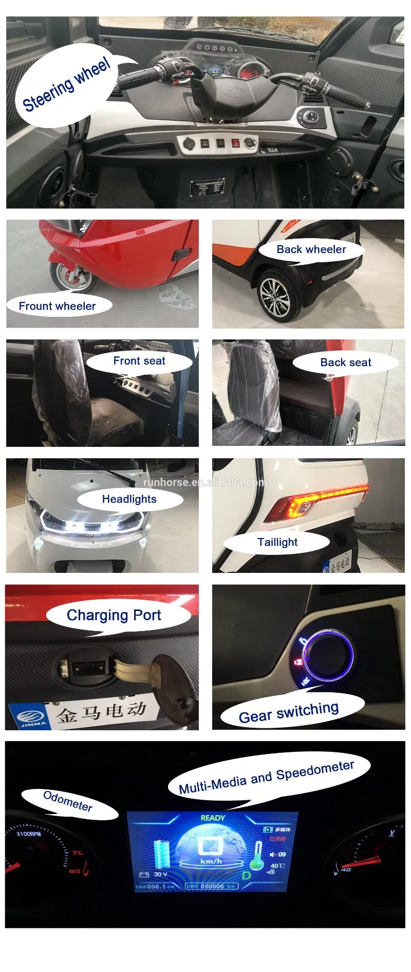 4 Wheel L6e Coc Approved Electric Van Vehicle for Food Delivery