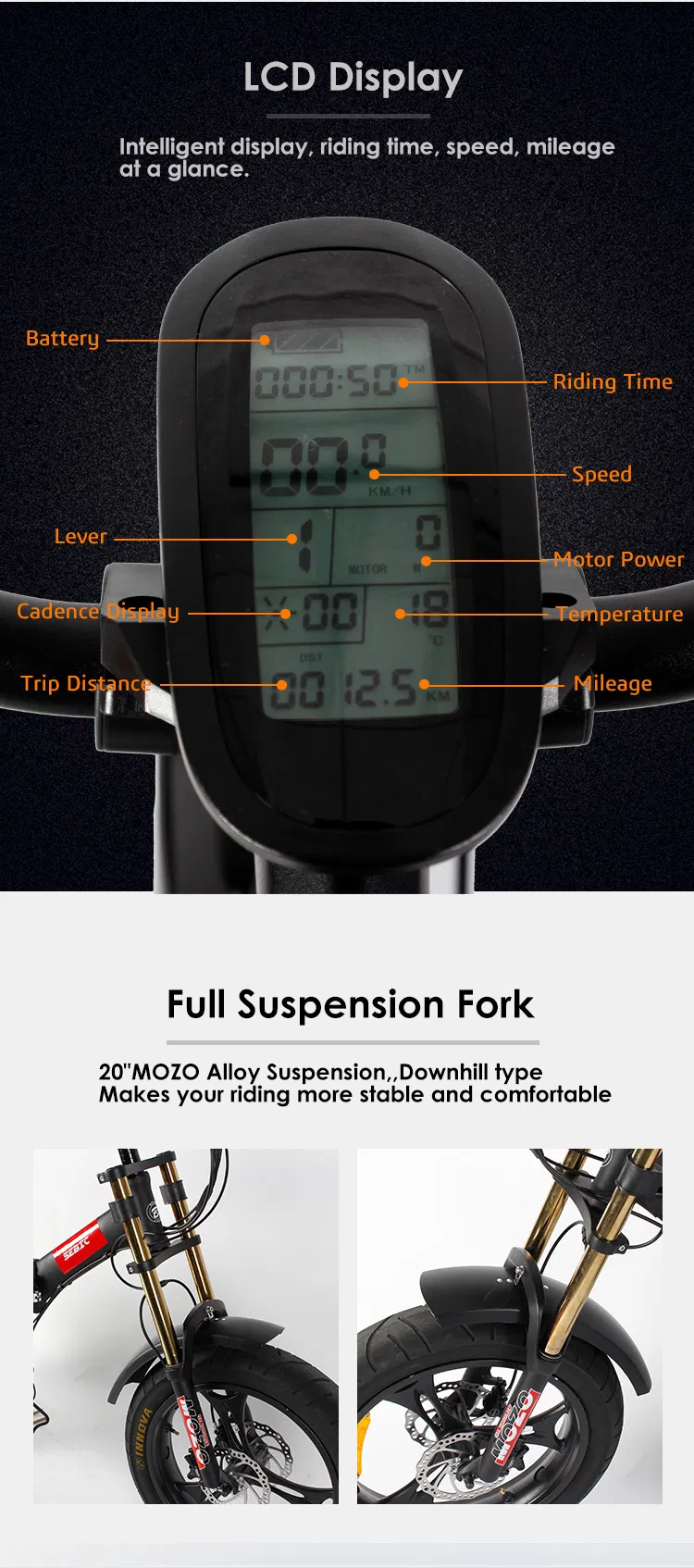 48V 500W Full Suspension 20inch Fat Tire Electric Bike