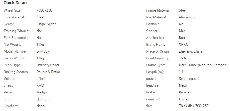 700c Simple Single Speed Classic Fixed Gear Bicycle Fixie Bicycle