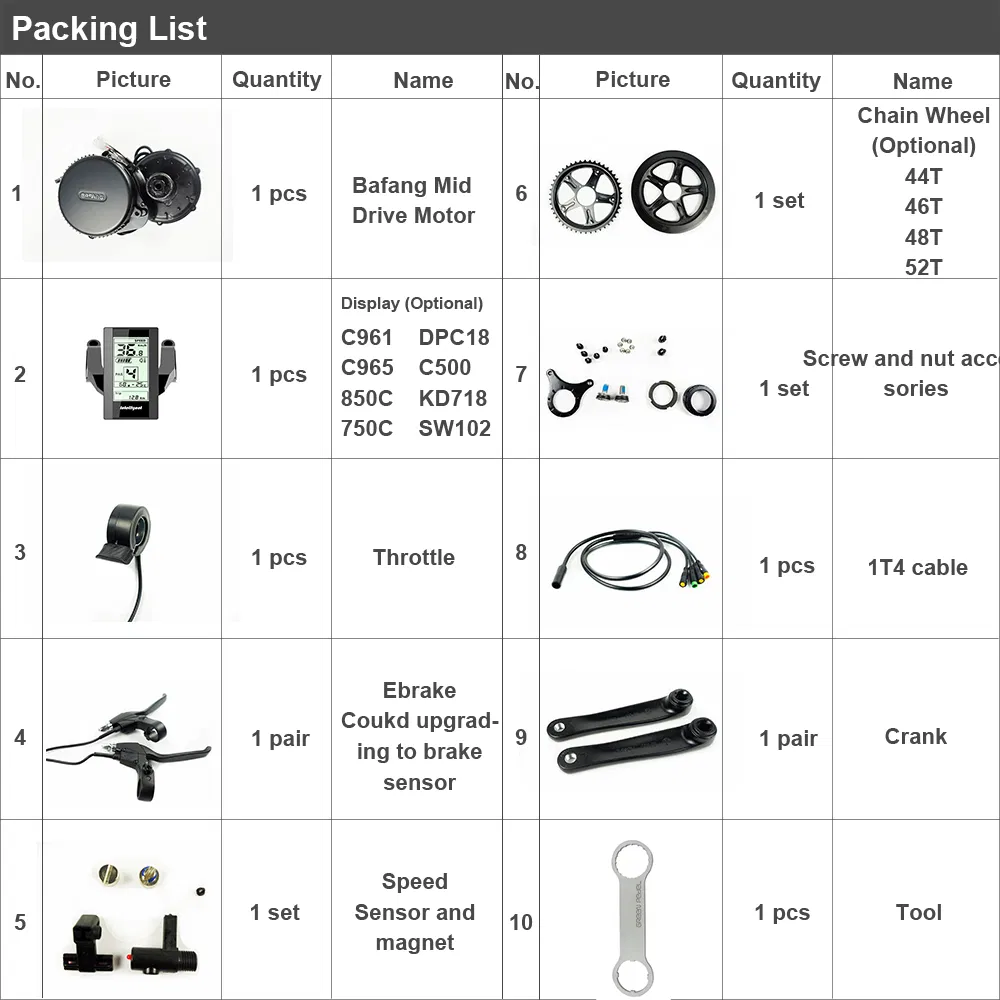 Bafang 48V 1000W BBS03 Bbshd MID-Drive Kit Ebike Kit 68mm