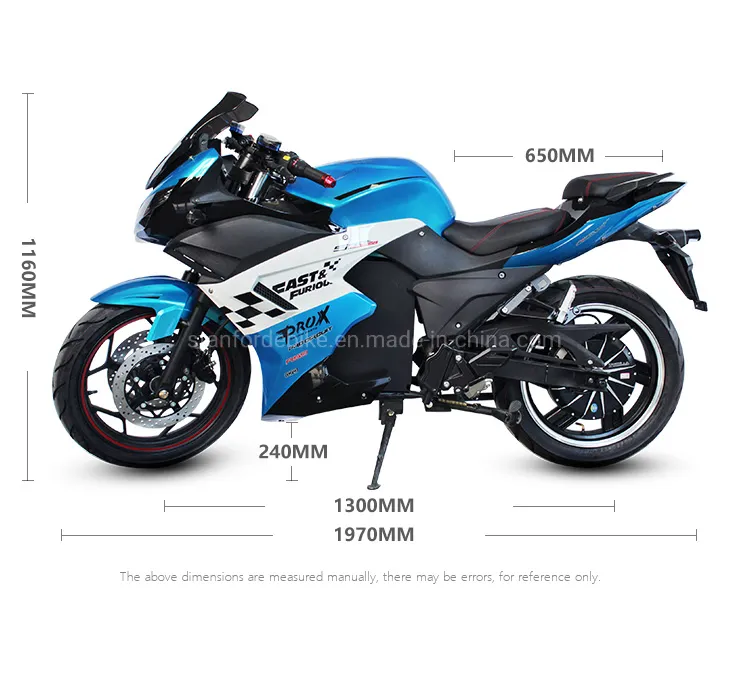 Chinese Good Sale Racing Motorcycle with 72V 80A Lithium Battery