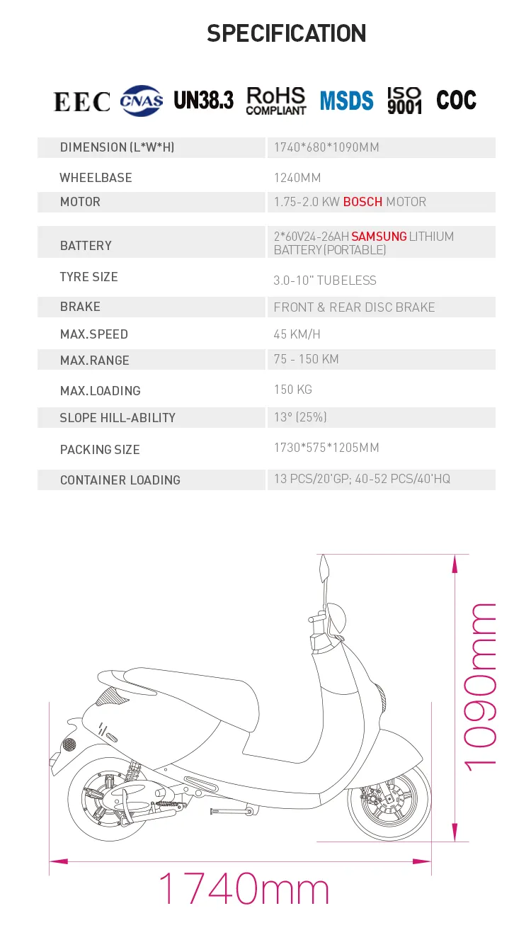 E Scooter Contact Number with 45km/H for Eurpoean