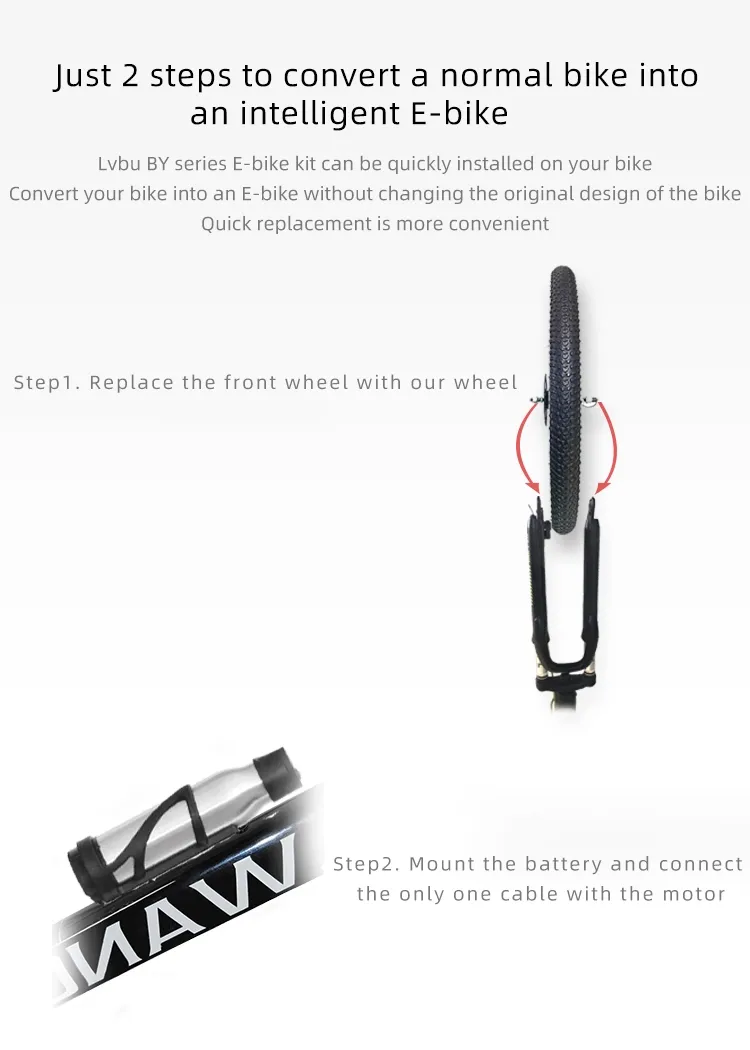 Electric Bike Conversion Kit 36V 250W 36V 5.8ah Model No. Bty20V