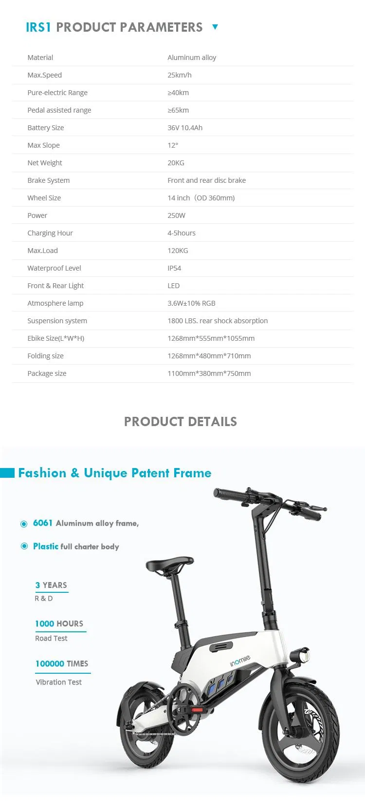 Folding Fast Smart Enduro Electric Moped Pedal Touring Bike