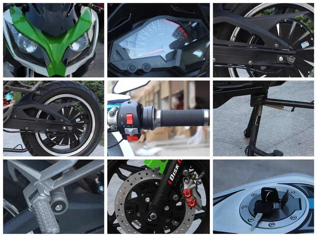 High Power LED Light Racing Electric Motorcycle 5000W Max 75km/H