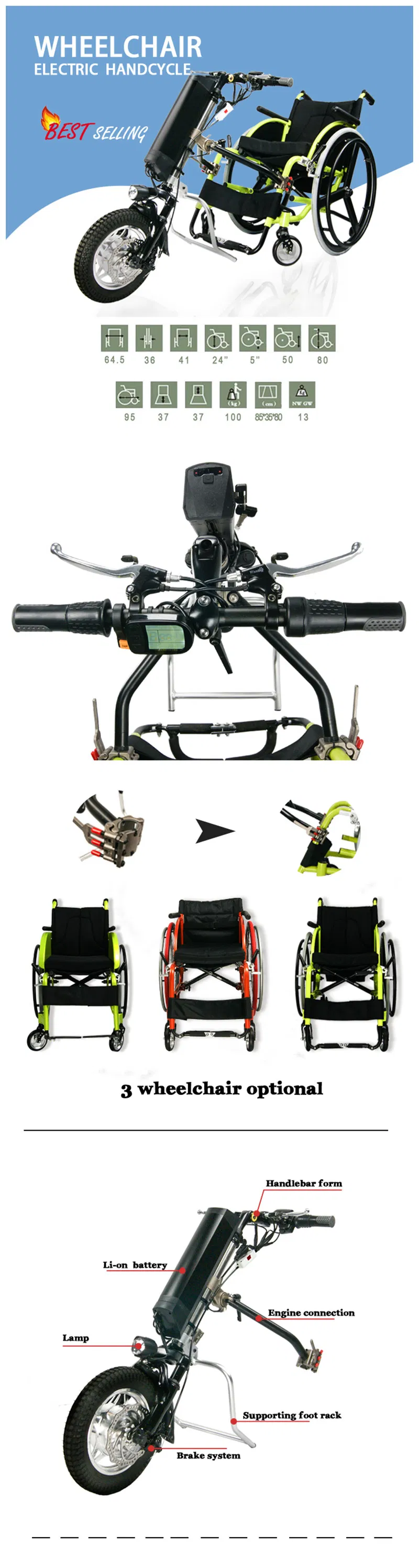 Hospital Folding Electric Wheelchair Handcycle Handbike for Disable People