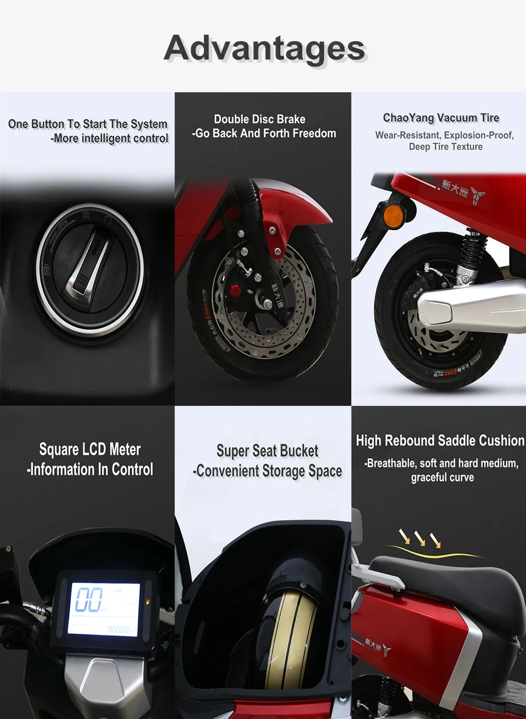 Hot Sale The Most Fashionable 2 Wheel Electric Scooter Adult Electric Motorcycle
