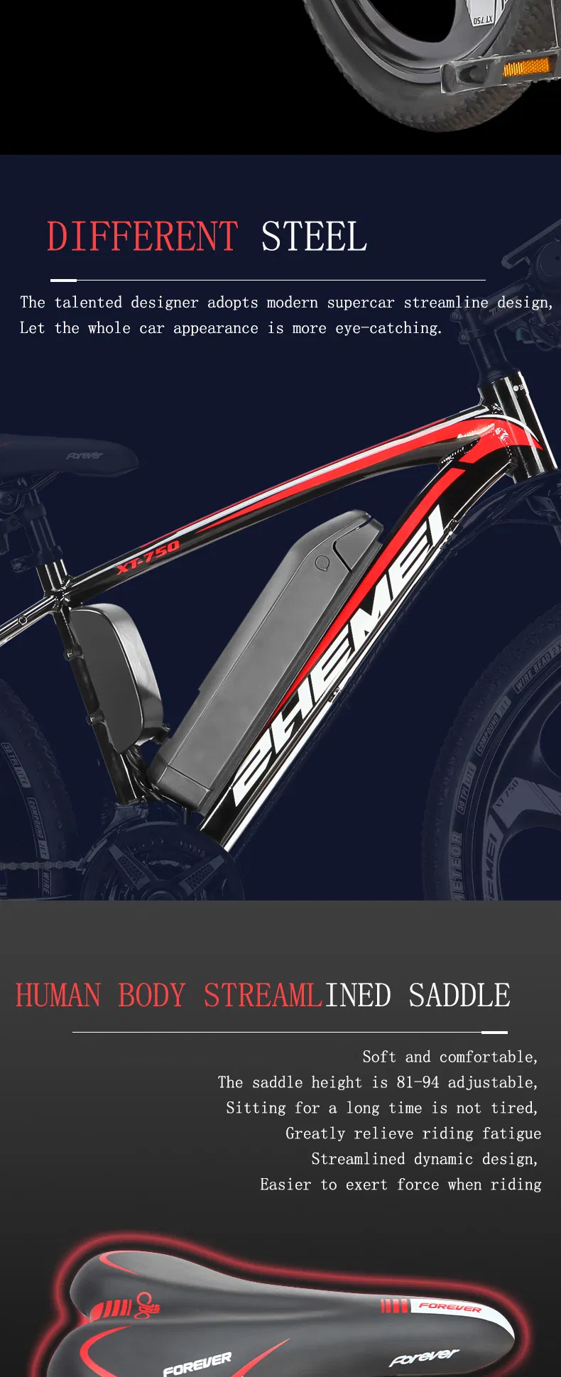 Mountain Bike 48V250W26 Inch Electric Bicycle 10ah Lithium Battery, 5-Level Electric Moped