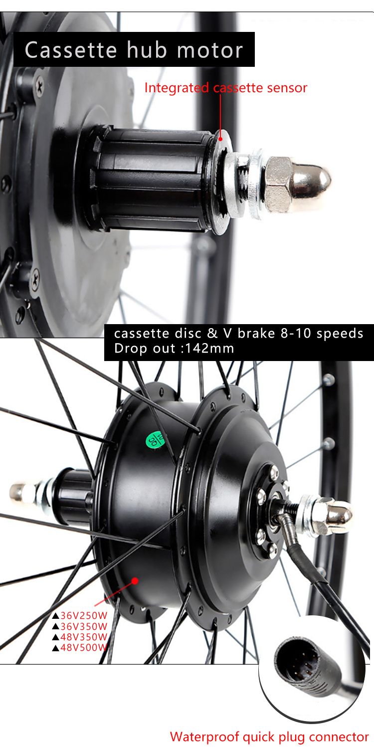 Powerful 250W 350W 500W Brushless Hub Motor for Ebike Kit