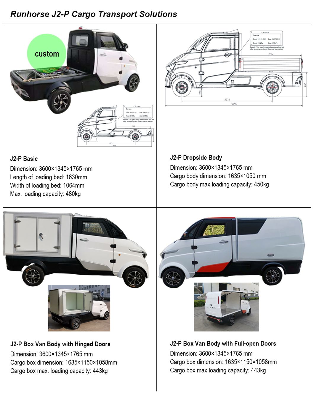 Two Doors 4 Wheels Electric City Cargo Car with L7e Certificate